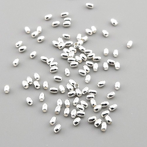 비즈팡 [SVP-91-06]순은펜던트 실버925 은볼 쌀알볼 2.5x3.5mm (내경 1.1mm) 실버볼 ,1개