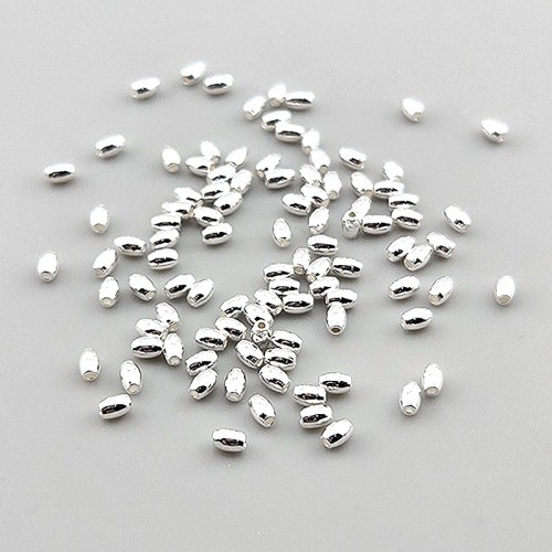 비즈팡 [SVP-91-06]순은펜던트 실버925 은볼 쌀알볼 2x3mm (내경 1mm) 실버볼 ,1개