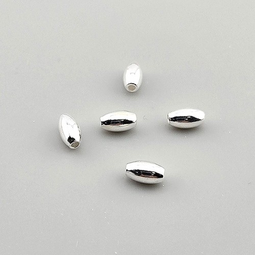 비즈팡 [SVP-91-06]순은펜던트 실버925 은볼 쌀알볼 4x7mm (내경 1.2mm) 실버볼 ,1개
