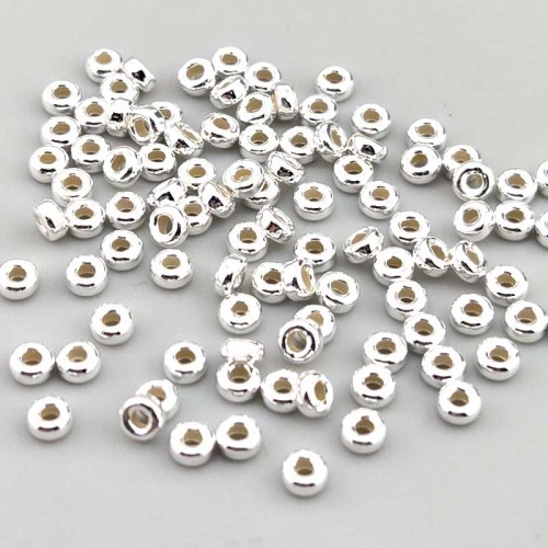 비즈팡 [SVP-91-21]순은펜던트 실버925 은볼 민자도넛론델 3mm (내경1.2mm) 실버볼 ,1개