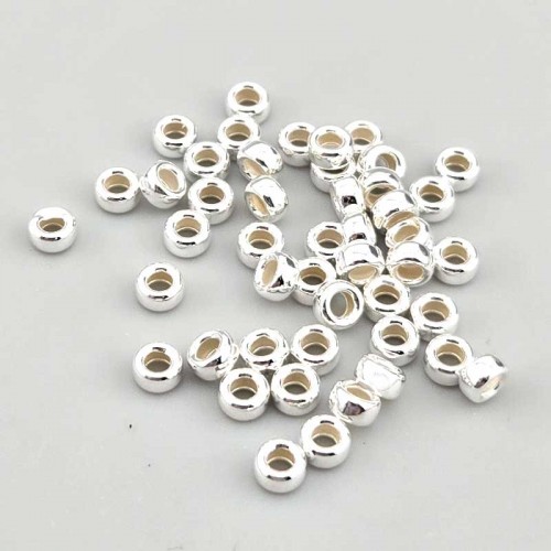 비즈팡 [SVP-91-21]순은펜던트 실버925 은볼 민자도넛론델 4mm (내경1.8mm) 실버볼 ,1개
