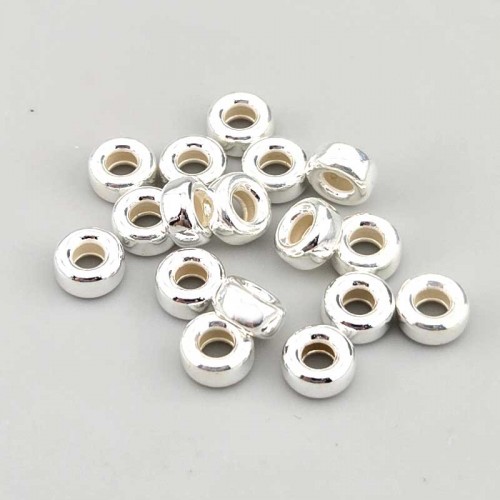 비즈팡 [SVP-91-21]순은펜던트 실버925 은볼 민자도넛론델 6mm (내경3mm) 실버볼 ,1개