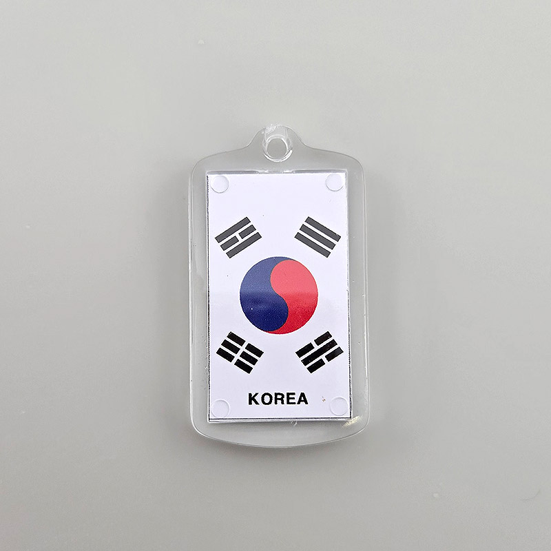 비즈팡 [PJ-3-03]아크릴 태극기 양면 액자 프레임 증사 키링 각진사각S 25x47mm 투명 ,1개