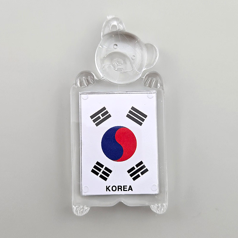 비즈팡 [PJ-3-07]아크릴 태극기 양면 액자 프레임 증사 키링 곰돌이사각L 35x65mm 투명 ,1개