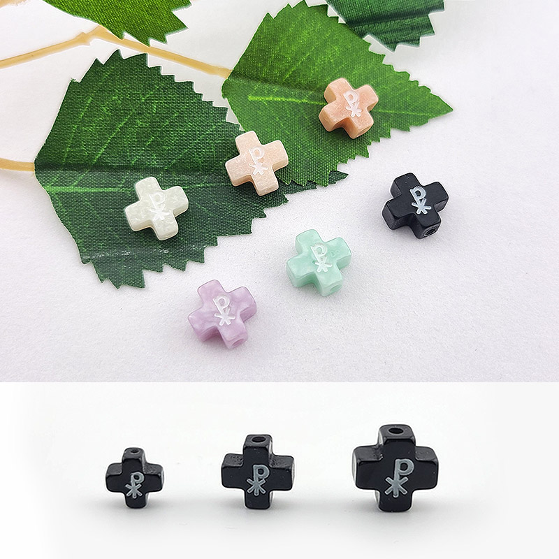 비즈팡 [CP-1-001]통과형펜던트 카톡릭묵주만들기 레진 Xp 정십자가 8/10/12mm 6color ,1개