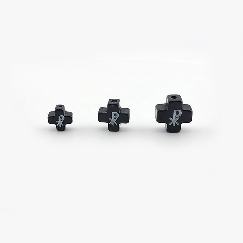 비즈팡 [CP-1-001]통과형펜던트 카톡릭묵주만들기 레진 Xp 정십자가 8/10/12mm 블랙 ,1개