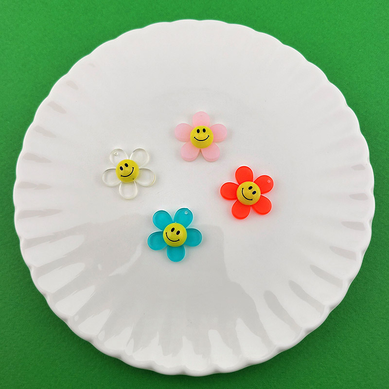 비즈팡 [PA-2-001]아크릴펜던트 스마일꽃 23mm 4color ,1개
