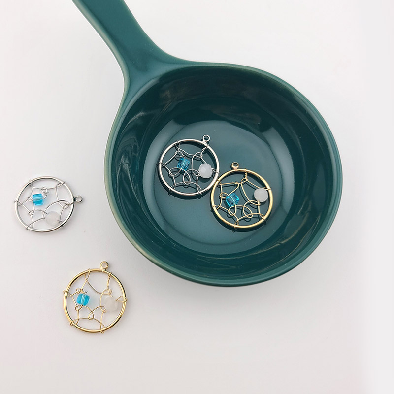 비즈팡 [PT-001-07]큐빅펜던트 드림캐쳐쳐링 18x21mm 무니켈 ,1개