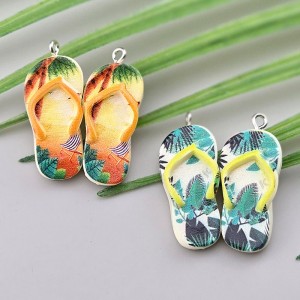 비즈팡 [PB-2-03]아크릴펜던트 야자수비치쪼리신발 고리형 15x34mm (수영키링용) ,1개