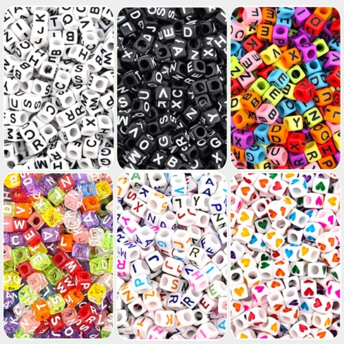 비즈팡 [PN-1-00]아크릴펜던트 사각이니셜 6mm 알파벳 하트 6종 모음 ,1팩(2900개)