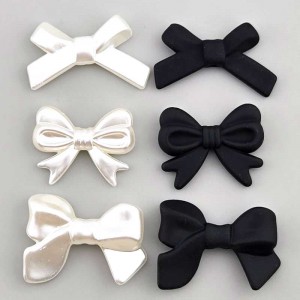 비즈팡 [PA-020]아크릴 리본통과형 나비리본 38x25mm 진주리본 블랙리본 3종 (키링부자재) ,1개