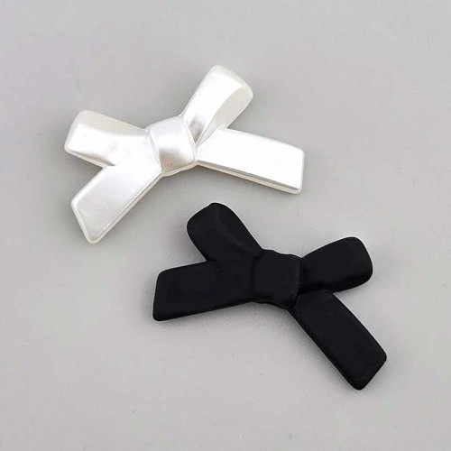 비즈팡 [PA-021]아크릴 리본통과형 나비리본 38x25mm 진주리본 블랙리본 (키링부자재) ,1개
