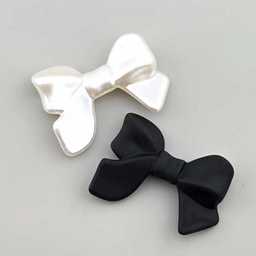 비즈팡 [PA-023]아크릴 리본통과형 러플리본 38x28mm 진주리본 블랙리본 (키링부자재) ,1개