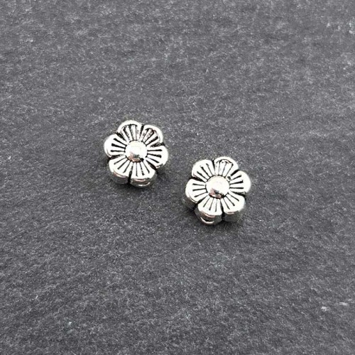 비즈팡 [PM-1-01]메탈펜던트 엔틱미니꽃통과형 5mm (내경0.8mm) ,1개