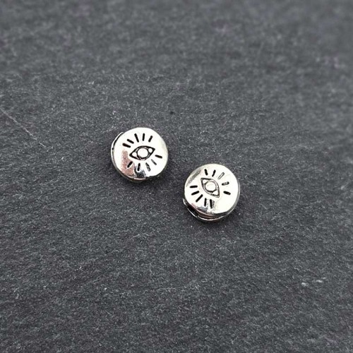 비즈팡 [PM-1-17]메탈펜던트 엔틱눈동자원반 6mm (내경1mm) ,1개