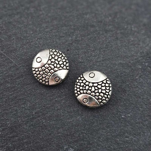 비즈팡 [PM-1-21]메탈펜던트 엔틱물고기원반 10mm (내경1.2mm) ,1개