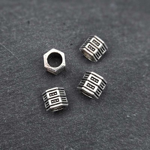 비즈팡 [PM-1-25]메탈펜던트 엔틱육각원통 5x5mm (내경4mm) ,1개