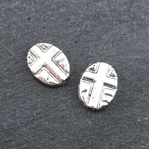 비즈팡 [PM-1-27]메탈펜던트 엔틱십자가타원 통과형 9x11mm (내경1mm) ,1개