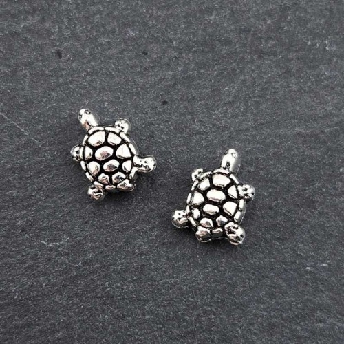 비즈팡 [PM-1-29]메탈펜던트 엔틱거북이 통과형 10x8mm (내경1.2mm)  ,1개