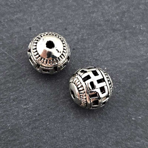 비즈팡 [PM-1-40]메탈펜던트 엔틱만자볼 10.5mm (내경1.6mm) ,1개