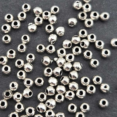 비즈팡 [PM-1-43]메탈펜던트 엔틱메탈볼 3mm (내경1.2mm) ,100개