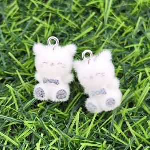 비즈팡 [PF-1-02]후로킹펜던트 미니리본고양이 14x21mm ,1개