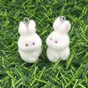 비즈팡 [PF-1-08]후로킹펜던트 화이트토끼 14x30mm ,1개
