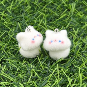 비즈팡 [PF-1-14]후로킹펜던트 볼빨간화이트고양이 17x23mm ,1개