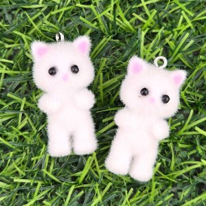 비즈팡 [PF-1-18]후로킹펜던트 서있는화이트고양이 16x35mm ,1개