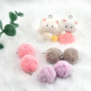 비즈팡 [PF-1-44]후로킹펜던트 털실방울 실타래 실뭉치 15x18mm 3color ,1개