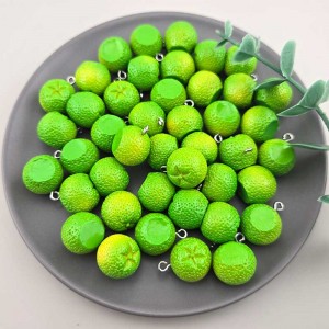 비즈팡 [PB-2-18]아크릴펜던트 과일 청귤 고리형 15x19mm 푸른감귤모형 ,1개