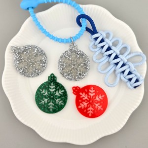 비즈팡 [PB-4-64]아크릴펜던트 겨울시리즈 오너먼트 눈꽃볼 (키링용) ,1개