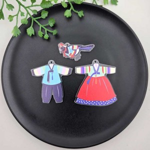 비즈팡 [PB-4-31]아크릴전통펜던트 색동한복 남아 여아 설까치 새해시리즈 (키링용) ,1개