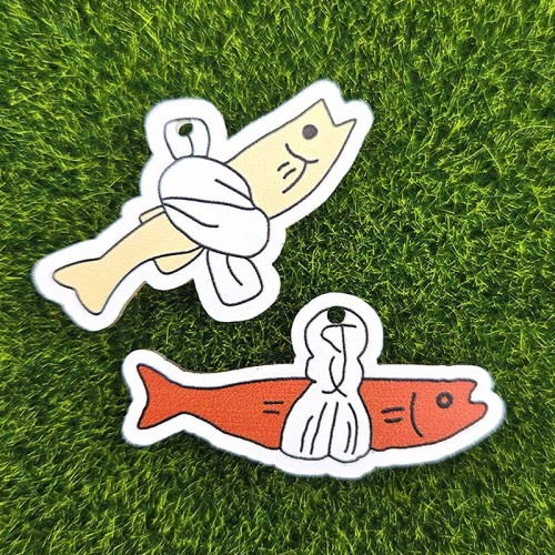 비즈팡 [PB-4-52]아크릴전통펜던트 액막이명태2 실타래명태 39x24mm (에어팟고리용 키링용) ,1개