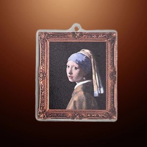 비즈팡 [PB-4-92]아크릴펜던트 명화시리즈 진주귀걸이를한소녀 32x43mm (키링옹) ,1개