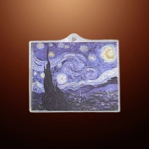 비즈팡 [PB-4-95]아크릴펜던트 명화시리즈 반고흐 별이빛나는밤 40x35mm (키링용) ,1개