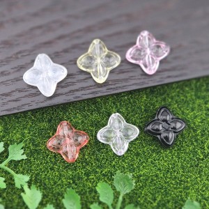 비즈팡 [PA-031P]글라스꽃 네잎꽃통과형 17mm (내경1.5mm)  ,1개