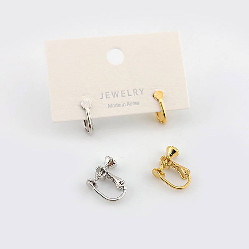 비즈팡 [ENP-001-02]귀걸이 논피어싱 귀찌 레지 원판3.5mm 13x13mm 나사형 ,1쌍(2개)