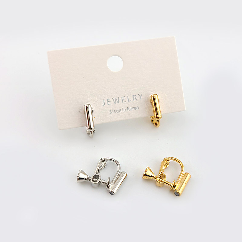 비즈팡 [ENP-001-03]귀걸이 논피어싱 귀찌 레지 실리콘 16x13mm 나사형 ,1쌍(2개)