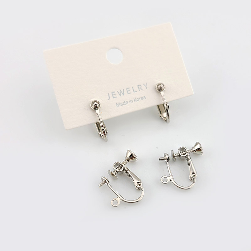 비즈팡 [ENP-001-06]귀걸이 논피어싱 귀찌 레지 반구멍침4mm+O링 17x16mm 나사형 ,1쌍(2개)