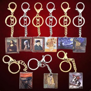 비즈팡 [PD-012]선물하기 좋은 명화펜던트 키링 모나리자 반고흐 해바라기 별이빛나는밤 키링 완제품 (1개)