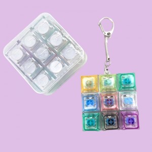 7비즈팡 [KC-3-01P]LED 키캡 키링 딸깍이 클릭커 컬러혼합 9구 케이스포함 ,1개