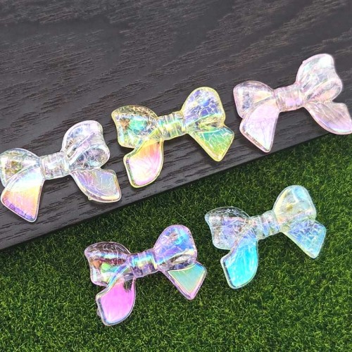 비즈팡 [BG-4-10]볼꾸파츠 아크릴 오로라크랙리본 통과형 33x23mm (내경2.6mm) 볼꾸비즈 키링용 ,1개