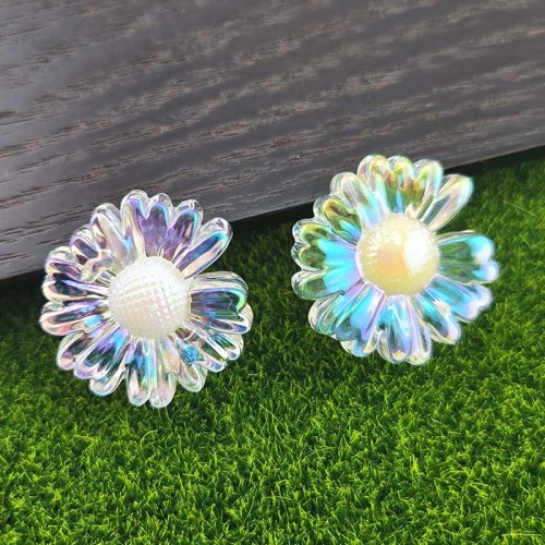 비즈팡 [BG-4-11]볼꾸파츠 아크릴 오로라데이지꽃 통과형 25mm (내경3.6mm) 볼꾸비즈 키링용 ,1개