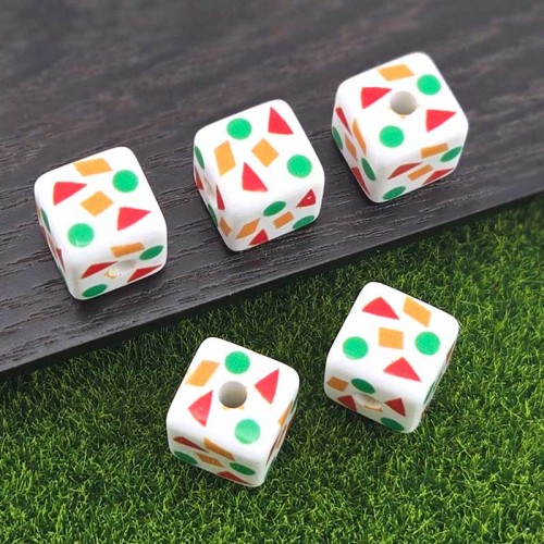 비즈팡 [BG-4-21]볼꾸파츠 아크릴 도형큐브 통과형 13.6x13.6mm (내경3.6mm) 볼꾸비즈 키링용 ,1개