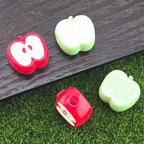 비즈팡 [BG-4-34]볼꾸파츠 아크릴 사과 애플 통과형 16.6x16mm (내경3.5mm) 가로홀 볼꾸비즈 키링용 ,1개