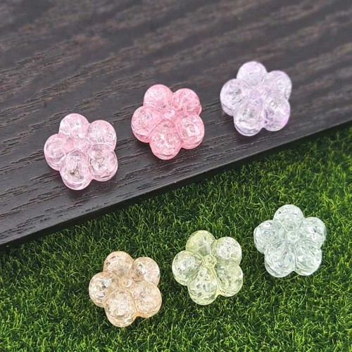 비즈팡 [BG-4-37]볼꾸파츠 아크릴 크랙데이지꽃 통과형 13mm (내경2.2mm) 볼꾸비즈 키링용 ,1개