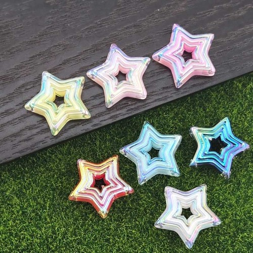 비즈팡 [BG-4-40]볼꾸파츠 아크릴 오로라삼선별 통과형 23x22mm (내경2.8mm) 볼꾸비즈 키링용 ,1개