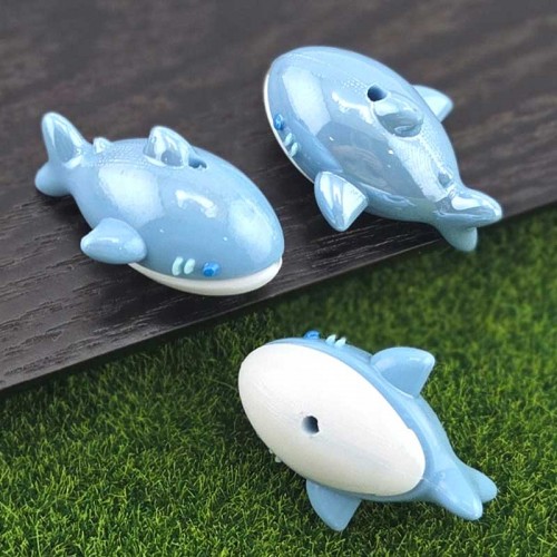 비즈팡 [BG-4-58]볼꾸파츠 아크릴 말랑말랑 푸른고래 통과형 35x20mm (내경2.5mm) 볼꾸비즈 키링용 ,1개