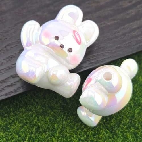 비즈팡 [BG-4-60]볼꾸파츠 아크릴 오로라토끼 통과형 31x38mm (내경3.6mm) 볼꾸비즈 키링용 ,1개